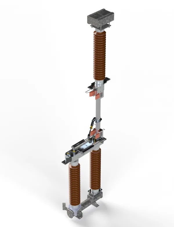 Seccionadora de abertura vertical reversa AVR, com duplo estágio de fechamento e ação rotativa